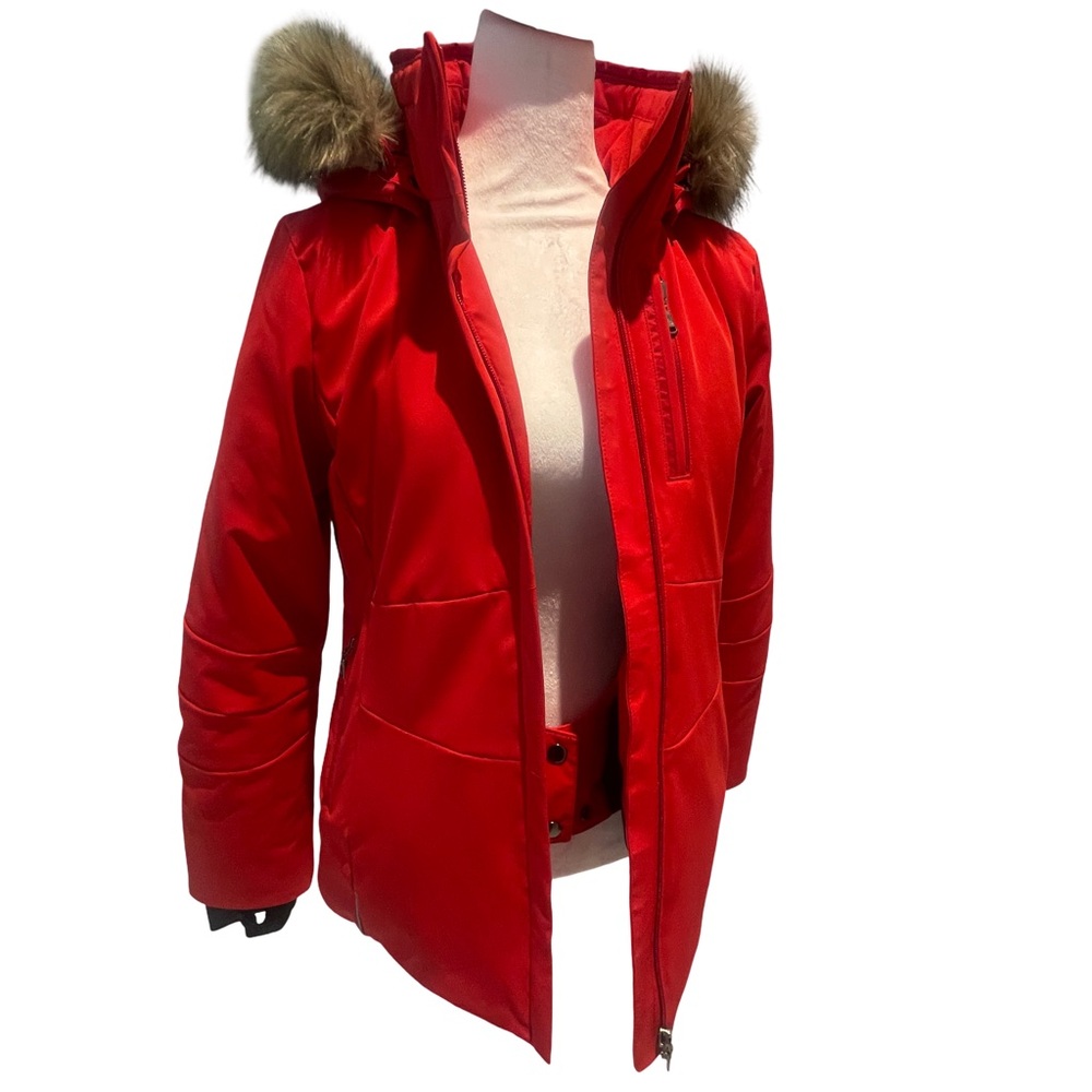 Poivre Blanc Women's Red Fur-Trimmed ski Jacket small